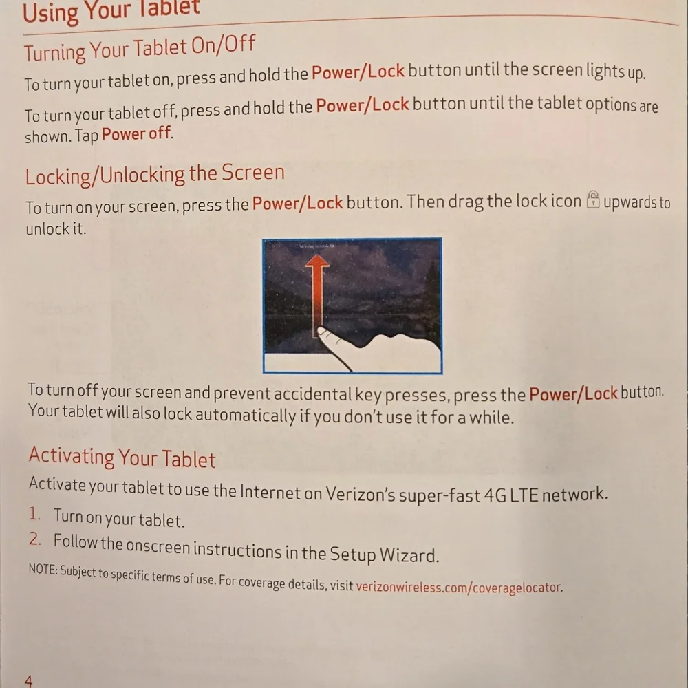 Verizon Tablet with Black Frame